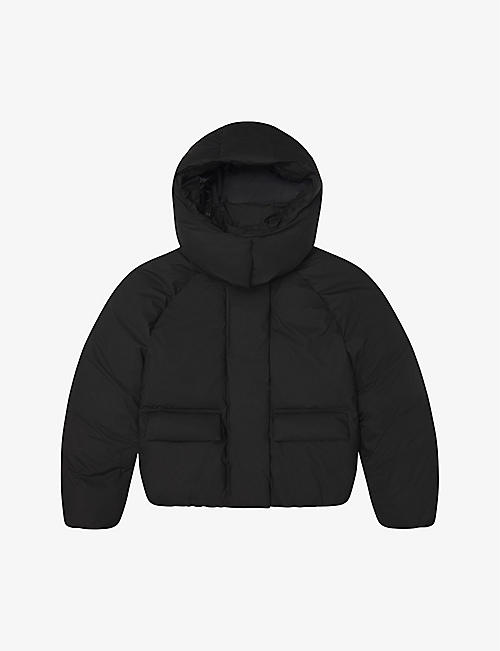 KHY: Padded oversized boxy-fit shell hooded puffer jacket