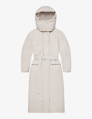 KHY: Padded oversized boxy-fit shell hooded puffer coat