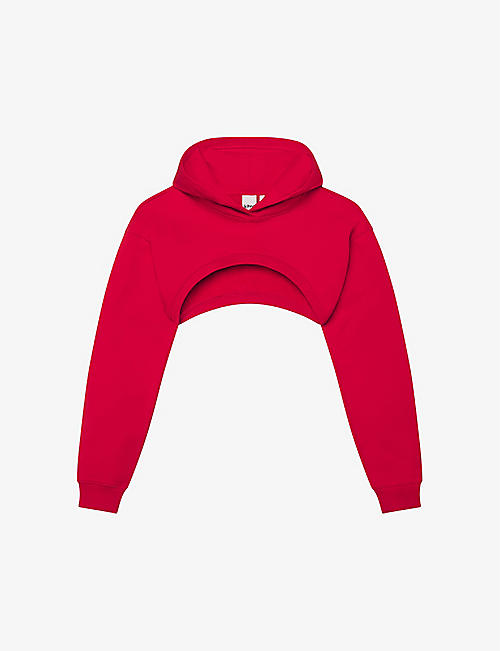 KHY: Cropped dropped-shoulder cotton hoody