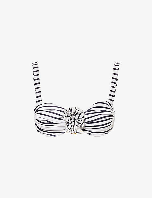 4TH & RECKLESS: Monaco floral motif-embellished bikini top
