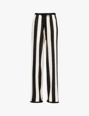 4TH & RECKLESS: Cuba stripe-weave straight-leg knitted trousers