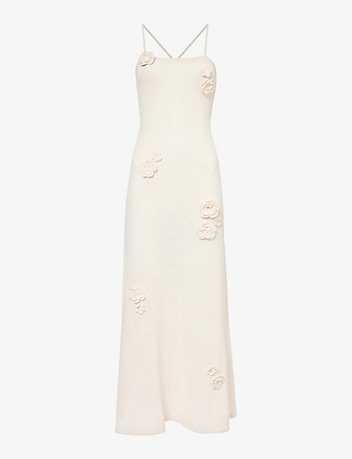 4TH & RECKLESS: Isla floral motif-embellished knitted maxi dress
