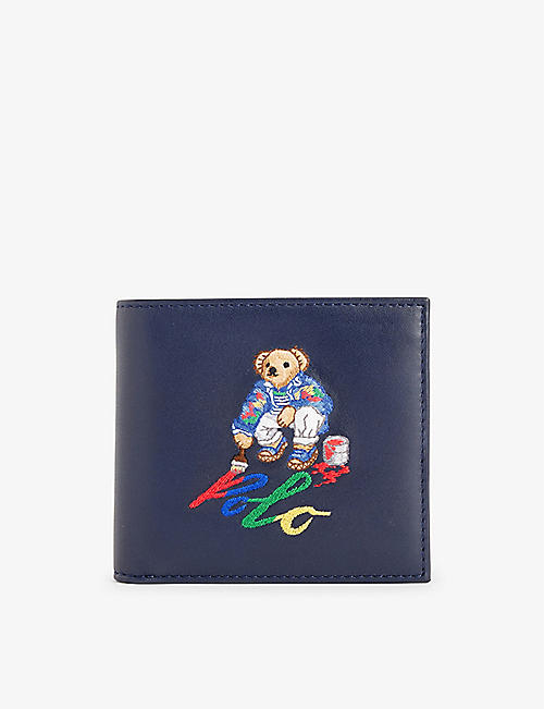 POLO RALPH LAUREN: Billfold logo-embroidered leather wallet