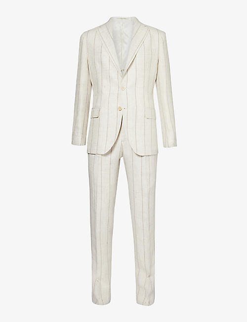 ELEVENTY: Single-breasted notched-lapel linen-blend suit