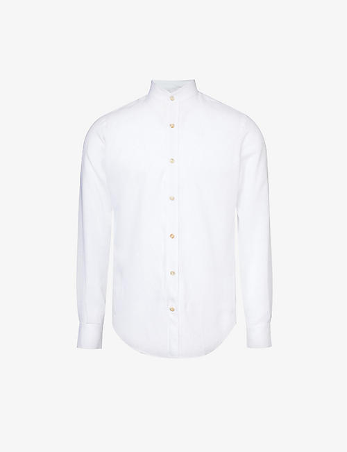 ELEVENTY: Mandarin-collar regular-fit linen shirt