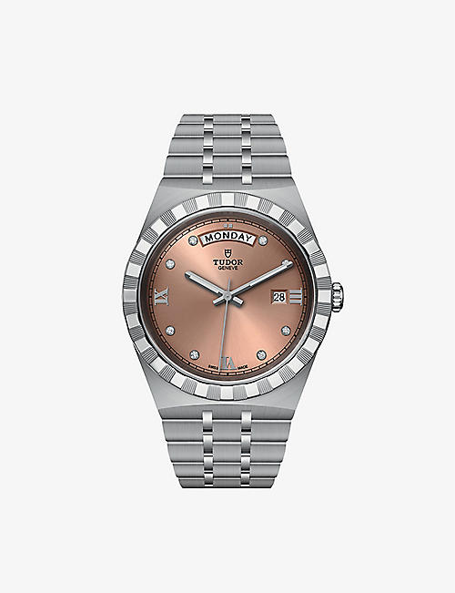 TUDOR: M28600-0011 Royal Date  stainless steel and diamond-set dial automatic watch