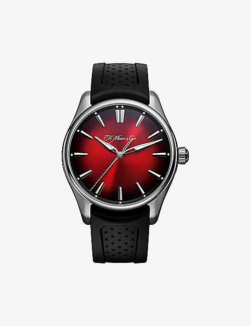 H.MOSER & CIE: 3200-1207 ioneer Centre Seconds stainless-steel and rubber automatic watch