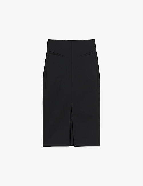 TED BAKER: Manabus front-split slim-fit stretch-woven midi skirt