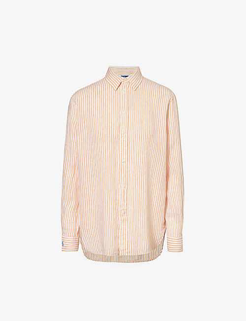 POLO RALPH LAUREN: Stripe-print relaxed-fit linen shirt