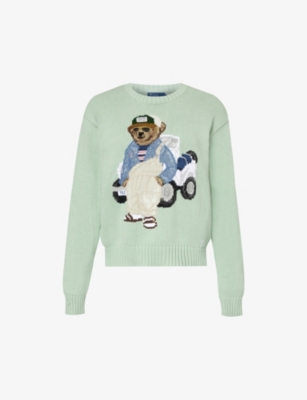 POLO RALPH LAUREN: Polo Bear-intarsia cotton knitted jumper