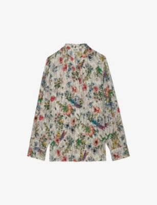 ZADIG&VOLTAIRE: Tadeo floral-print diamanté-motif silk shirt