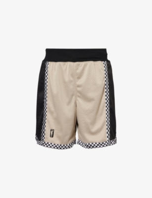 FLAN: Checkerboard brand-embroidered woven shorts