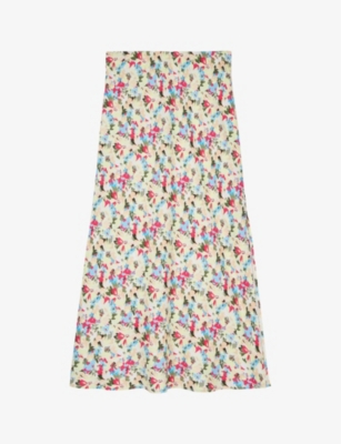 THE KOOPLES: Floral-print high-rise woven-blend maxi skirt