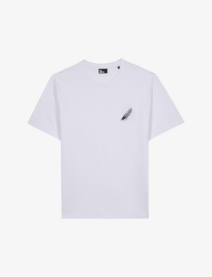 THE KOOPLES: Feather-print regular-fit short-sleeve cotton T-shirt