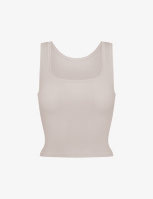 SKIMS: Cotton Rib scoop-neck stretch-cotton tank top