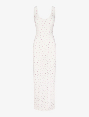 SKIMS: Soft Lounge floral-print lace-trim stretch-woven maxi dress