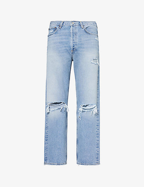 AGOLDE: 90s distressed straight-leg mid-rise organic-denim jeans