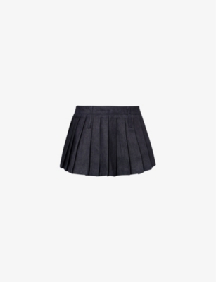 THE FRANKIE SHOP: Blake pleated denim mini skirt