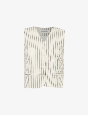 THE FRANKIE SHOP: Clare pinstriped cotton-poplin waistcoat