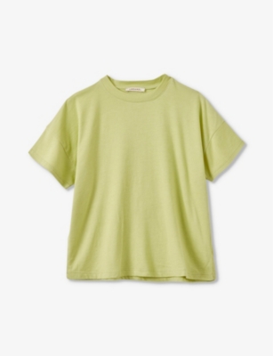 CARAMEL: Ahipa crewneck cotton-blend T-shirt 3-12 years