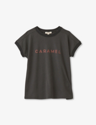 CARAMEL: Cress logo-print cotton-blend T-shirt