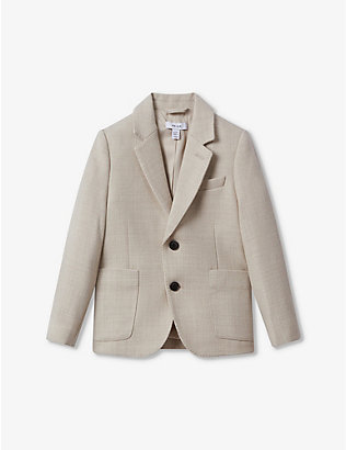 REISS: Attire notch-lapel single-breasted wool-blend jacket