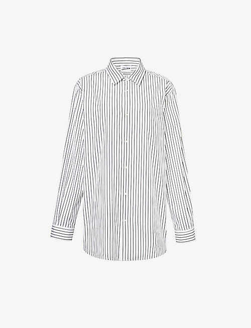 JEAN PAUL GAULTIER: Haute Jeannerie stripe-pattern oversized-fit cotton shirt