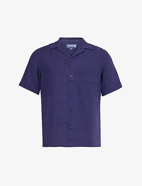 VILEBREQUIN: Charli brand-embroidered linen shirt