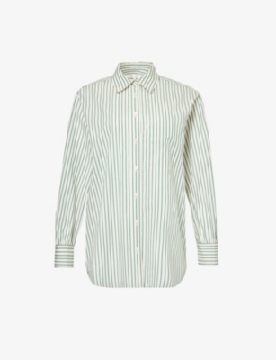 FRAME: Stripe-print oversized cotton shirt