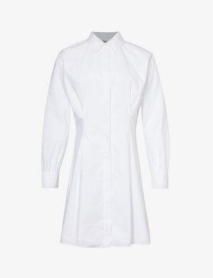 FRAME: Pleated regular-fit organic-cotton mini dress