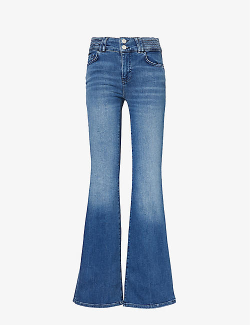 FRAME: Triple Binding flare-leg high-rise stretch-denim jeans