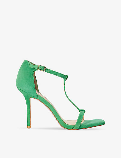 DUNE: Milani T-bar suede heeled sandals