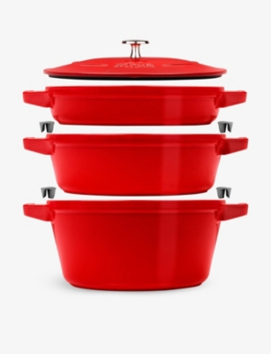 STAUB: Stackable cast-iron set of four with lid