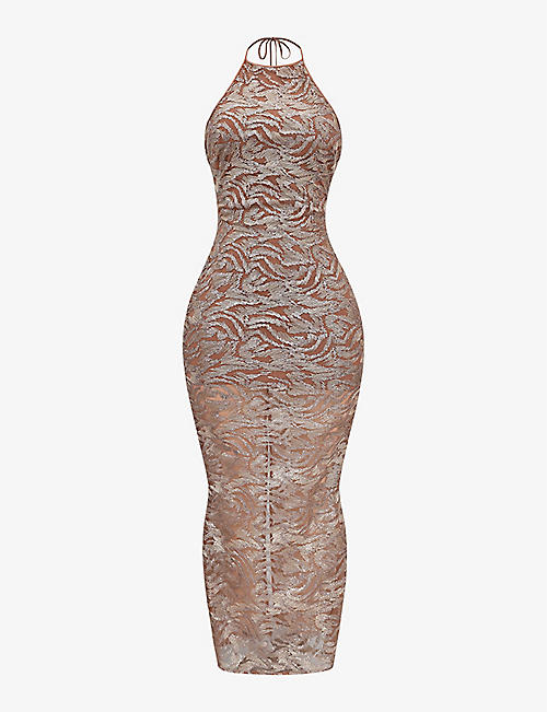 HOUSE OF CB: Giada sequin-embroidered woven maxi dress