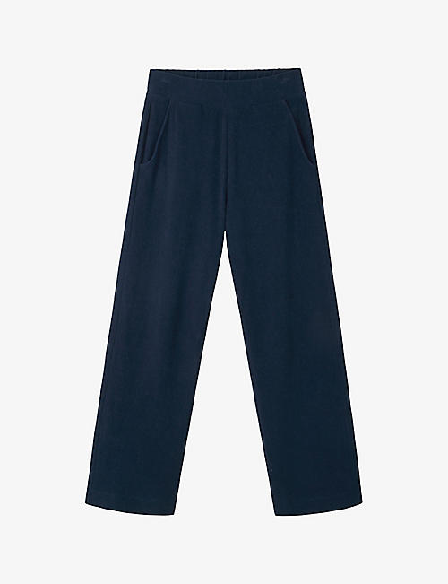 THE WHITE COMPANY: Towelling straight-leg high-rise organic-cotton trousers