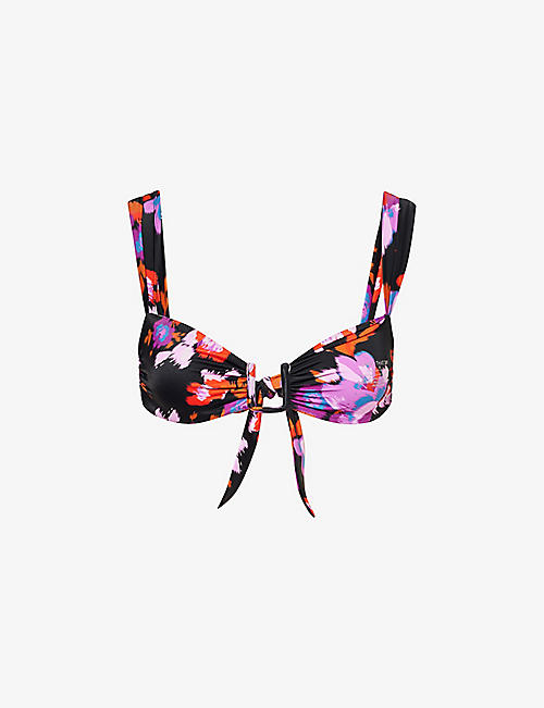 AWAY THAT DAY: Cannes floral-print stretch-recycled polyamide bikini top