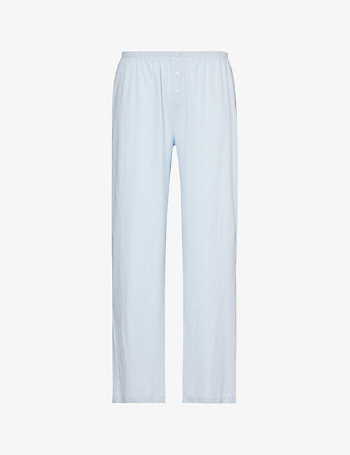 THE NAP CO: Pointelle-pattern mid-rise straight-leg cotton-jersey pyjama trousers