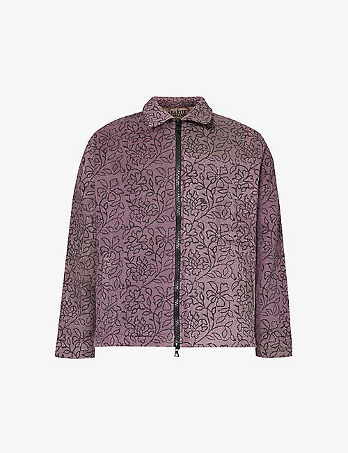 KARTIK RESEARCH: Floral-pattern textured cotton jacket