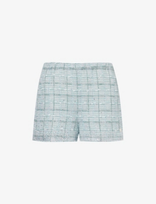 AMIRI: Bouclé-texture mid-rise cotton-blend shorts