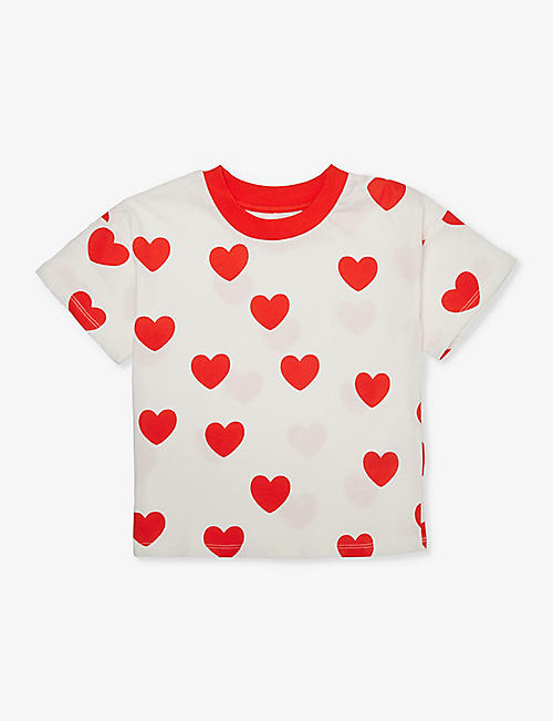MINI RODINI: Heart-print short-sleeve organic-cotton T-shirt 1.5-11 years