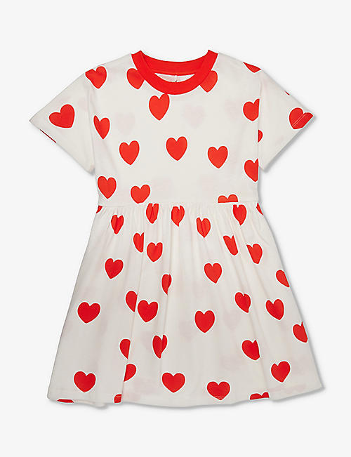 MINI RODINI: Hearts short-sleeve cotton-jersey dress 9 months - 11 years