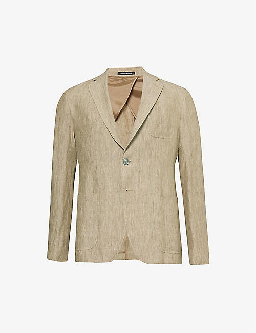 EMPORIO ARMANI: Notch-lapel regular-fit linen blazer