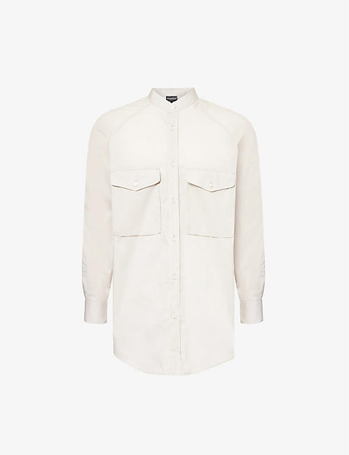 EMPORIO ARMANI: Curved-hem regular-fit cotton-poplin shirt