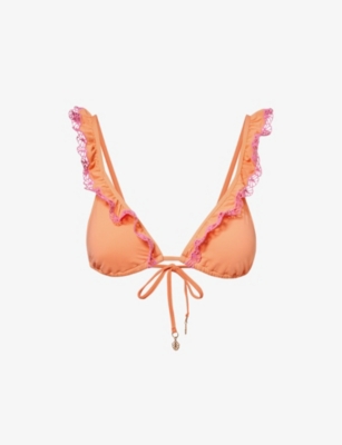 SEAFOLLY Lucia Frilled Trim Triangle Recycled Nylon Blend Bikini Top