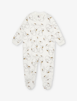 SLEEPY DOE: Swan-print organic-cotton babygrow 0-18 months