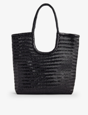 DRAGON DIFFUSION: Triple Jump woven-leather top-handle tote bag