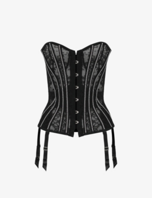 AGENT PROVOCATEUR: Caitriona crystal-embellished lace and tulle corset