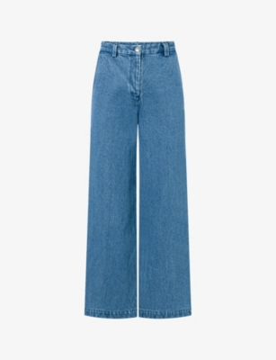 NUE NOTES: Porter wide-leg low-rise denim trousers