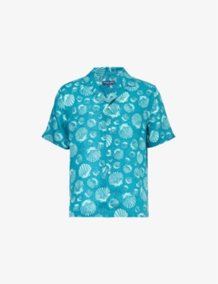 FRESCOBOL CARIOCA: Graphic-print regular-fit linen shirt