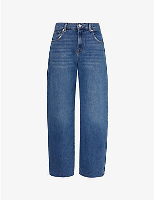 7 FOR ALL MANKIND: Bonnie Curvilinear wide-leg mid-rise stretch-denim jeans